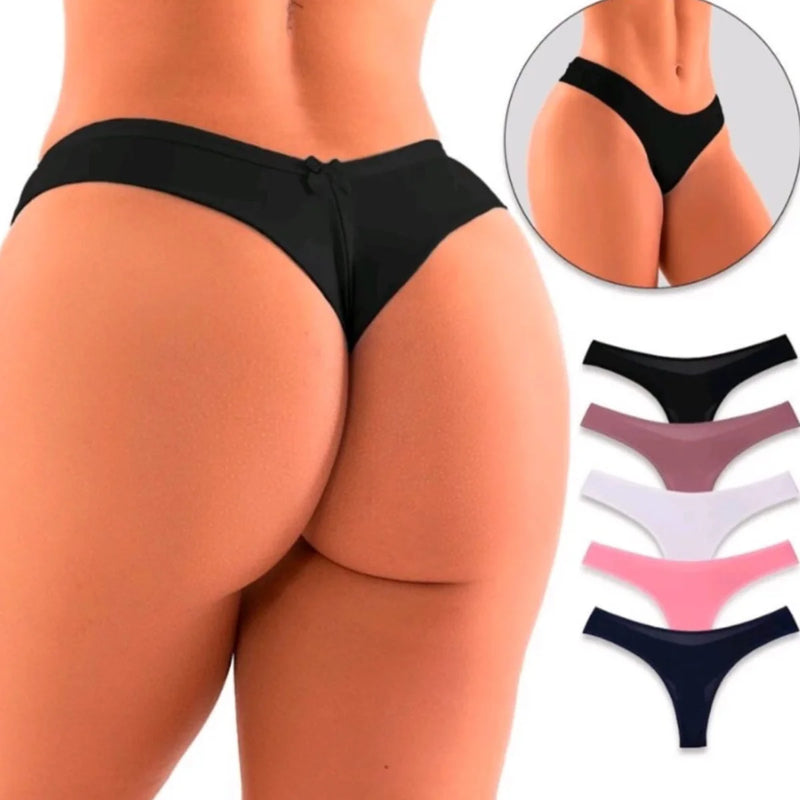 Kit 5 calcinhas fio duplo, calcinha fio duplo lisa, lingerie confortável, calcinha fio básico, kit de calcinhas sem costura- EMCOMPRASONLINE