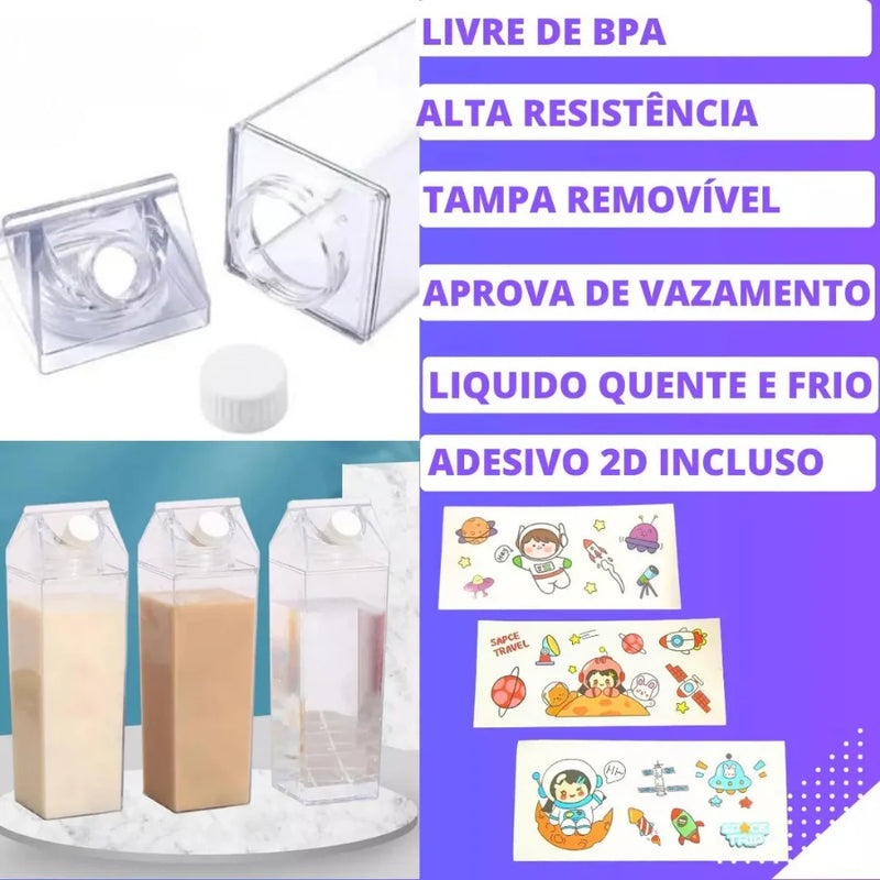 Transparent Acrylic Bottle Shaped Box Portable Milk Refrigerator Milk 500ml/1000ml-IMMEDIATE SHIP FOR ALL BRAZIL