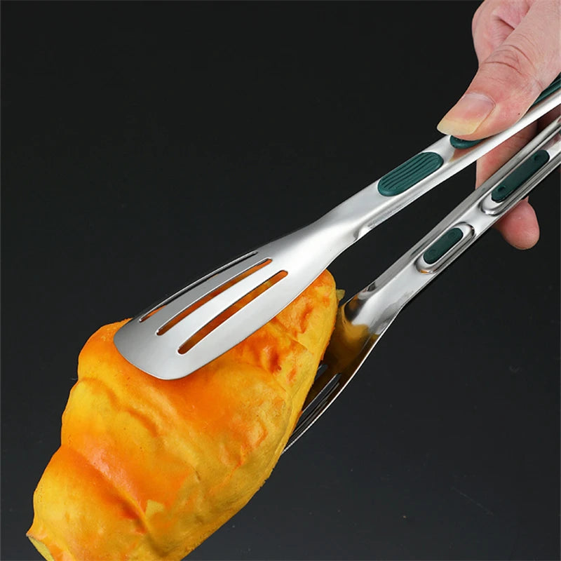 Anti-Slip Stainless Steel Kitchen Food Tongs Grill Meat Bread Serving Clip Barbecue Buffet Clamp Cooking Accessories 7/9/12 Inch