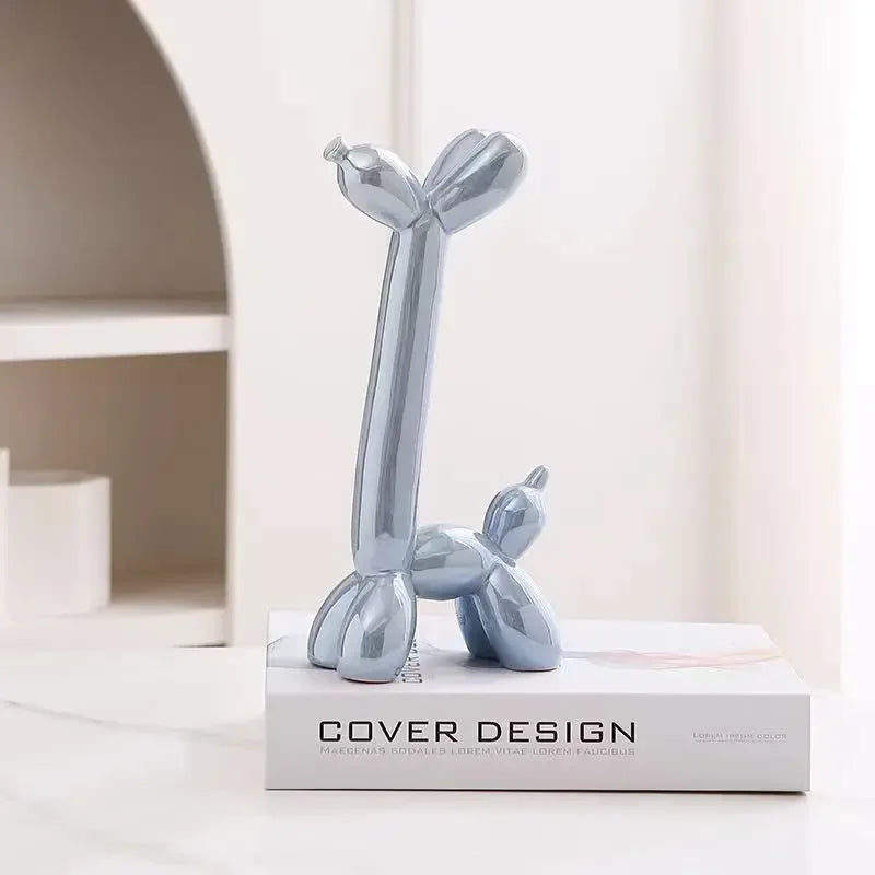 Creative Long Neck Balloon Dog Abstract Ceramic Ornaments Sculpture Study Room Statue Home Office Accessories Decoration Gift