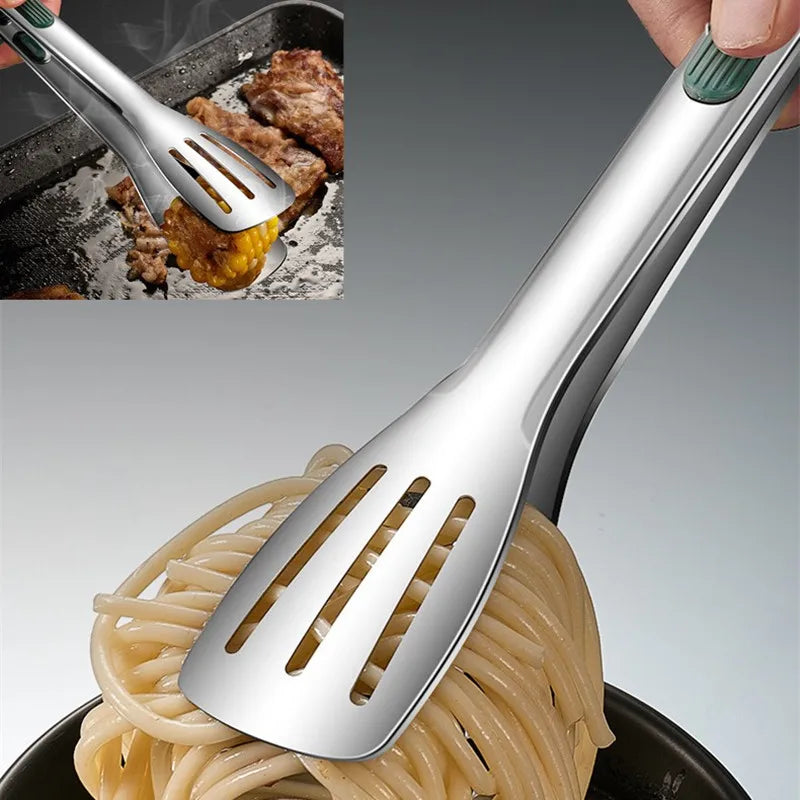 Anti-Slip Stainless Steel Kitchen Food Tongs Grill Meat Bread Serving Clip Barbecue Buffet Clamp Cooking Accessories 7/9/12 Inch