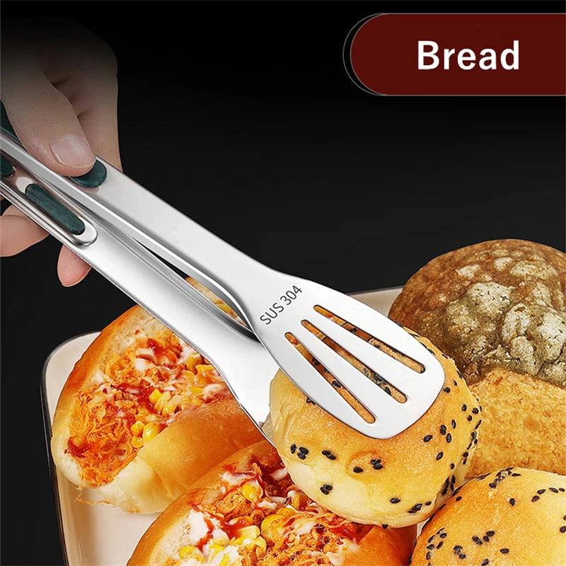 Anti-Slip Stainless Steel Kitchen Food Tongs Grill Meat Bread Serving Clip Barbecue Buffet Clamp Cooking Accessories 7/9/12 Inch