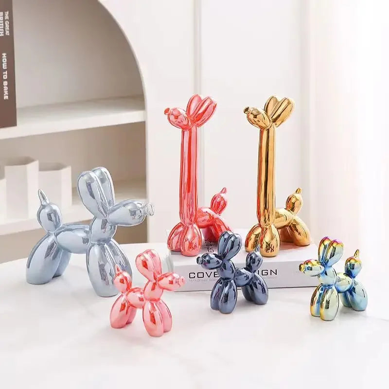 Creative Long Neck Balloon Dog Abstract Ceramic Ornaments Sculpture Study Room Statue Home Office Accessories Decoration Gift